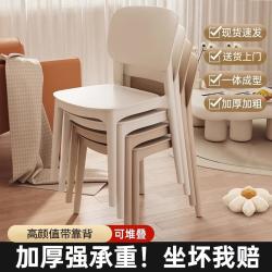 冬瓜皮 塑料椅子家用靠背餐椅久坐舒服餐桌凳子可叠放送货上门 混色，联系客服备注 8把装