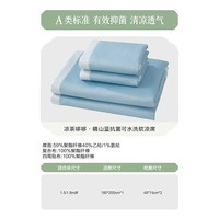 水星家纺 出品百丽丝 可水洗防滑印花席 凉茶·晴山蓝 120cm*195cm (二件套)