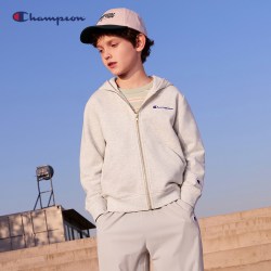 Champion 冠军男女儿童卫衣外套青少年纯棉刺绣LOGO连帽开衫26秋冬