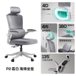 黑白调 E2 人体工学电脑椅 黑色 固定扶手