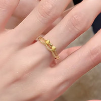 洛梵欣饰 在逃公主蝴蝶结戒指女时尚ins风素圈指环叠戴甜心蝴蝶结可调节 AZ00006 开口可调节
