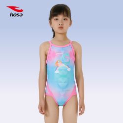 浩沙 儿童竞速泳衣 女童连体三角专业训练比赛泳衣