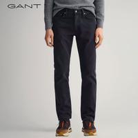 限尺码：GANT 春夏季棉质男士休闲牛仔裤时尚修身黑色百搭直筒通勤长裤