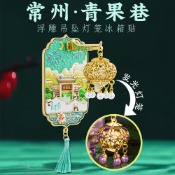 1 江苏拙政园灯光冰箱贴金属磁吸中国风城市地标文创旅游特色纪念品 常州青果巷灯光冰箱贴礼盒装
