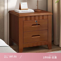 免安装一体式床头柜实木整装小型中式卧室家用带锁矮柜床边收纳柜 升级款--海棠色+单锁