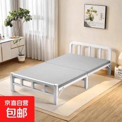 折叠床家用单人床成人午休午睡小床加固硬板床简易小户型铁床 90cm宽白色（经济款+加厚框架）