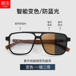 潮库 时尚智能变色一镜两用近视镜+1.61防蓝光变色镜片