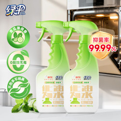 绿伞 0腐蚀无毒油烟净化油为水青瓜薄荷香除重油污垢清洁剂500g×2瓶 2瓶 青瓜薄荷香