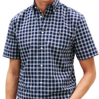 Tommy Hilfiger 汤米·希尔费格 男式 S/S 衬衫, 蓝色(碳海军蓝/格子)