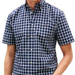 Tommy Hilfiger 汤米·希尔费格 男式 S/S 衬衫, 蓝色(碳海军蓝/格子)