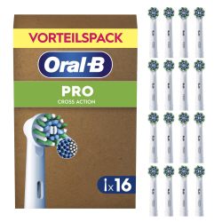 Oral-B 欧乐B Pro 替换牙刷头 交叉作用白色 16 件装 – 原装牙刷附件适用于电动牙刷,卓越的牙齿清洁,牙刷头带 X 刷毛
