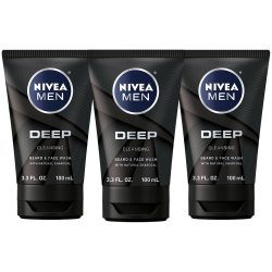 NIVEA MEN 男士深层清洁 木炭胡须洗面奶 干性肤质专用凝胶 3支装