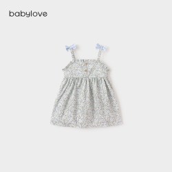 Babylove 女宝宝夏季婴儿吊带连衣裙无袖甜美时尚吊带裙繁花町然