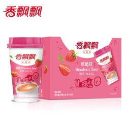 香飘飘 奶茶草莓味椰果奶茶整箱杯装80g*30杯冲饮早餐零食速溶奶茶