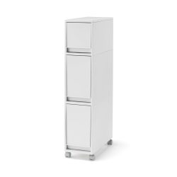 MUJI 84424991 再生聚丙烯存储带脚轮,1 个白灰色