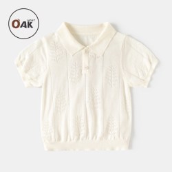 OAKMONT Oak mont夏季儿童短袖T恤宝宝莱赛尔凉爽薄款上衣宝宝镂空polo衫
