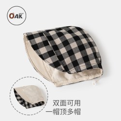 OAKMONT Oak mont婴儿帽子夏季宝宝防晒帽棉麻户外儿童遮阳帽双面戴太阳帽