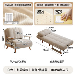锦需 沙发床两用多功能2026新款单人伸缩一体长期睡懒人可躺可睡折叠床 【灯芯绒面 乳胶 海绵填充 靠