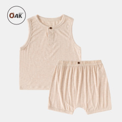 OAKMONT 小童背心套装夏季无袖莫代尔蚕丝T恤衫薄款小月龄背心短裤