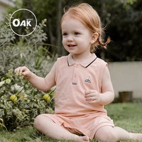 OAKMONT Oak mont婴儿连体衣莫代尔夏季无袖薄款背心爬服翻领满月宝宝衣服