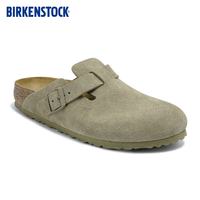 BIRKENSTOCK 1025844 牛皮绒面革 Boston包头拖鞋 卡其绿窄版35