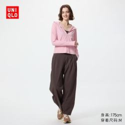 优衣库 484871 防紫外线高弹力宽腿裤 棕黑色 3XL