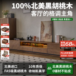 独家森活 北美黑胡桃木电视柜全实木落地电视柜客厅茶几实木简约落地视听柜 160*40*40m