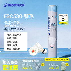 迪卡侬 羽毛球耐打粉色专业训练比赛羽毛球77速PERFLY FSC530 77速 12只 稳定中阶 1筒