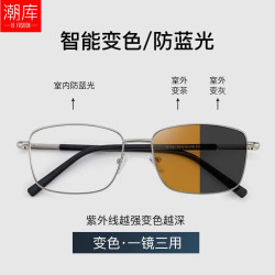 潮库 复古圆角方框近视镜+1.61防蓝光变色镜片