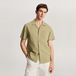 TOMMY HILFIGER 简约贴袋 泡泡纱肌理领 纯色短袖衬衫