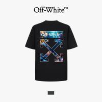 PLUS会员：OFF-WHITE 男女情侣款 字母箭头 海底世界印花 短袖T恤