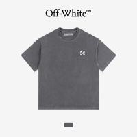 OFF-WHITE 男女情侣 字母箭头 炫染做旧宽松纯棉T恤 WA01TE9003