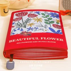 左蒂 A5花卉笔记本本子加厚吊坠记事本日记本手账本办公会议文具LOGO定制红色