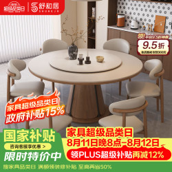 舒和居 圆形餐桌椅子全套餐桌椅岩板组合转盘简约圆桌小户型家用现代饭桌 岩板圆桌 120cm