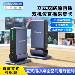 ACASIS 双路HDMI采集卡1080P双机位同显适配摄像机单反相机教学会议抖音视频带货直播录制盒VC-018Pro