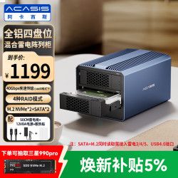 ACASIS 4盘位混合型磁盘阵列盒 阵列柜 硬盘盒（2HDD+2M.2)40Gbps传输 适用macmini/NAS扩展存储H004