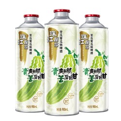 珠江啤酒 珠江原浆苦瓜青瓜味啤酒980mL*3罐尝鲜大罐官方正品