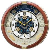 SEIKO 日本直邮SEIKO精工RE601B石英挂钟装饰棕色走时音乐报时进口时钟