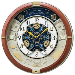 SEIKO 日本直邮SEIKO精工RE601B石英挂钟装饰棕色走时音乐报时进口时钟