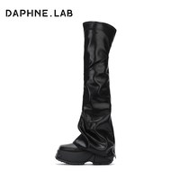 移动端、88VIP：DAPHNE LAB 程潇陈粒同款DaphneLab方糖过膝靴26秋时装周秀款厚底增高裤管靴