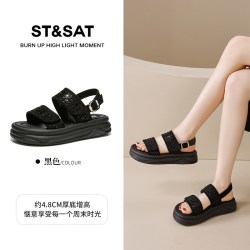 星期六 ST&SAT 不累脚厚底凉鞋女款夏季2026新款松糕女士凉鞋绝美外穿凉鞋
