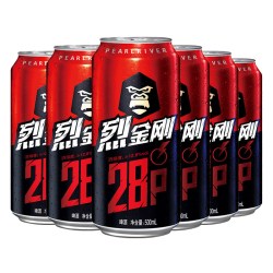 珠江啤酒 28°P珠江烈金刚啤酒500mL*12罐整箱高浓原酿发酵烈性高度啤酒