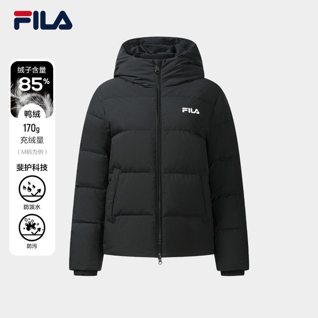 FILA 高蓬700+FILA斐乐羽绒服2026冬季新款休闲舒适上衣连帽保暖外套女