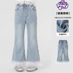 小马宝莉 女童蕾丝花边牛仔裤