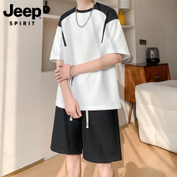 JEEP SPIRIT D831白色T恤+黑色短裤