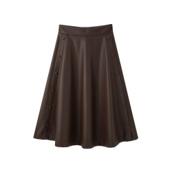 太平鸟 女装冬季PU太阳裙A1GFD4380