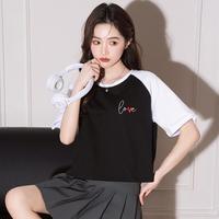 限尺码：真维斯 夏季简约休闲百搭女士落肩袖上衣日常宽松纯棉舒适短袖上衣女