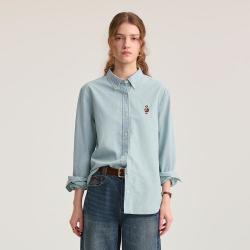 TEENIE WEENIE 小熊女装衬衫夏季简约风日常时尚舒适宽松刺绣牛仔上衣