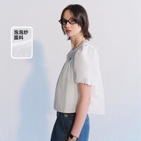 TEENIE WEENIE 小熊夏季款泡泡纱短袖娃娃衫少女装感宽松衬衫