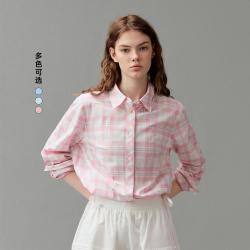 TEENIE WEENIE 小熊女装格纹衬衫春夏季时尚学院简约休闲通勤舒适衬衣